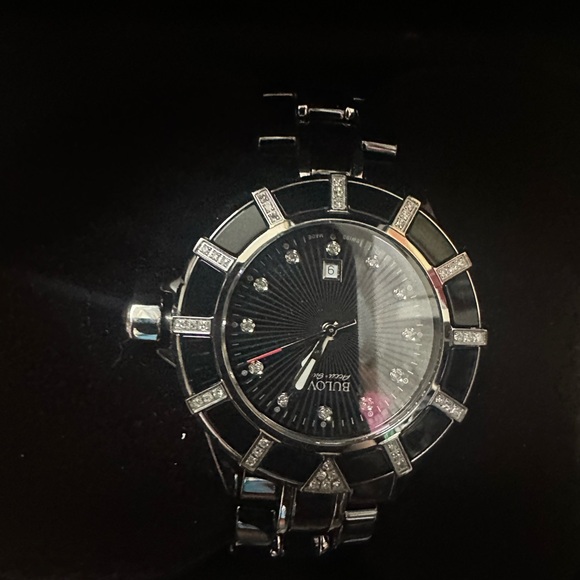 Bulova Other - Bulova Black and Silver Crystal‎ Watch